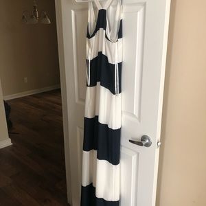 Blue and white maxi dress